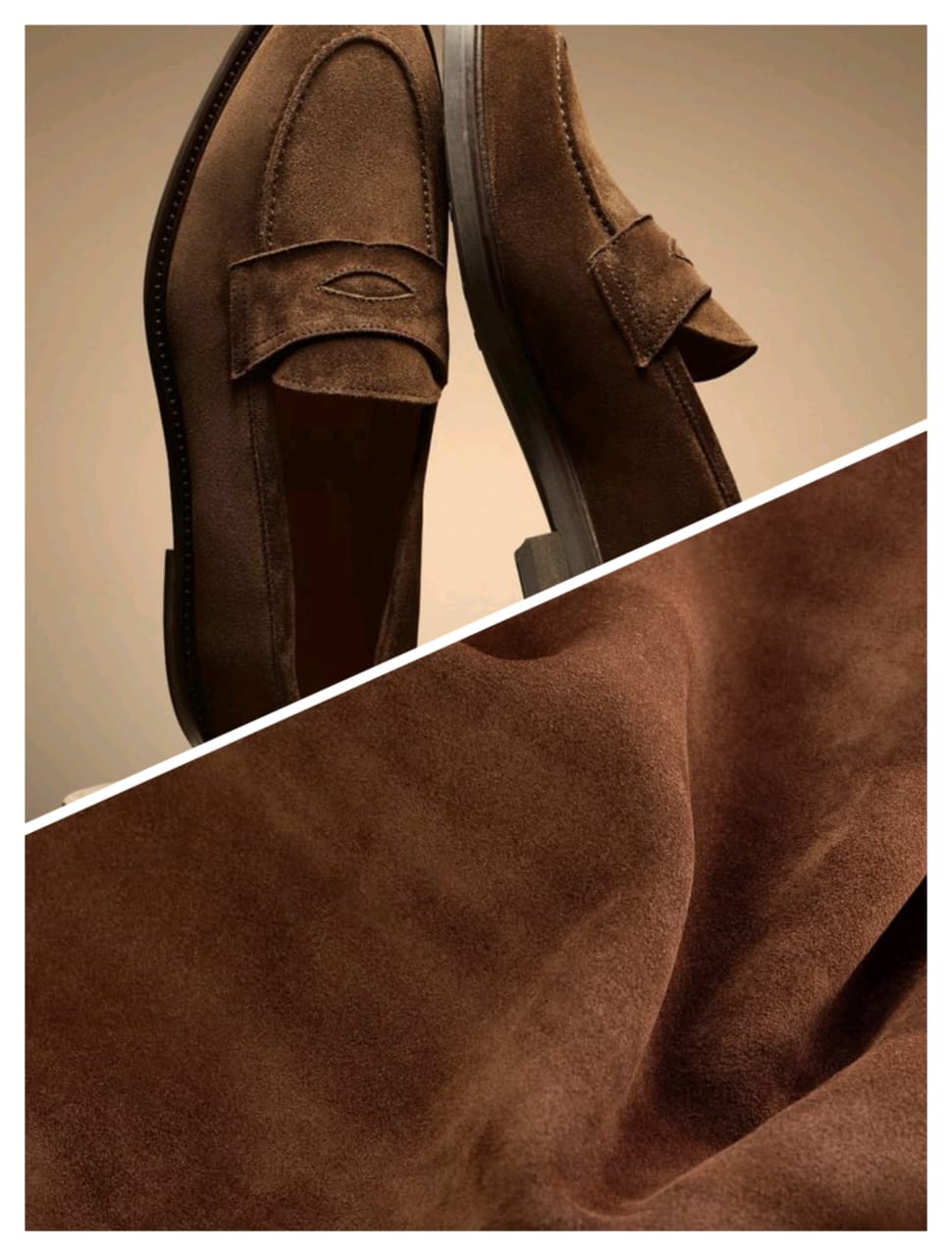 Finished leather with a smooth polished surface